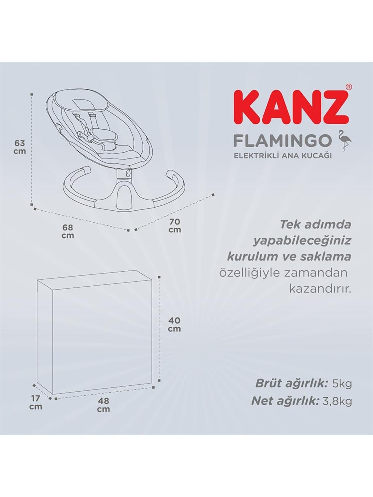 Kanz Flamingo Elektrikli Ana Kucağı - Gri