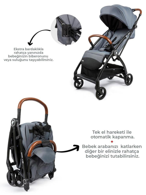 Kanz X-Flop Kabin Boy Bebek Arabası - Gri