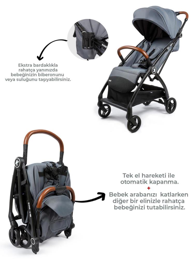 Kanz X-Flop Kabin Boy Bebek Arabası - Gri