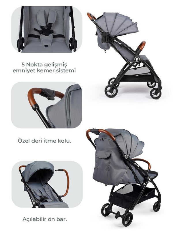 Kanz X-Flop Kabin Boy Bebek Arabası - Gri