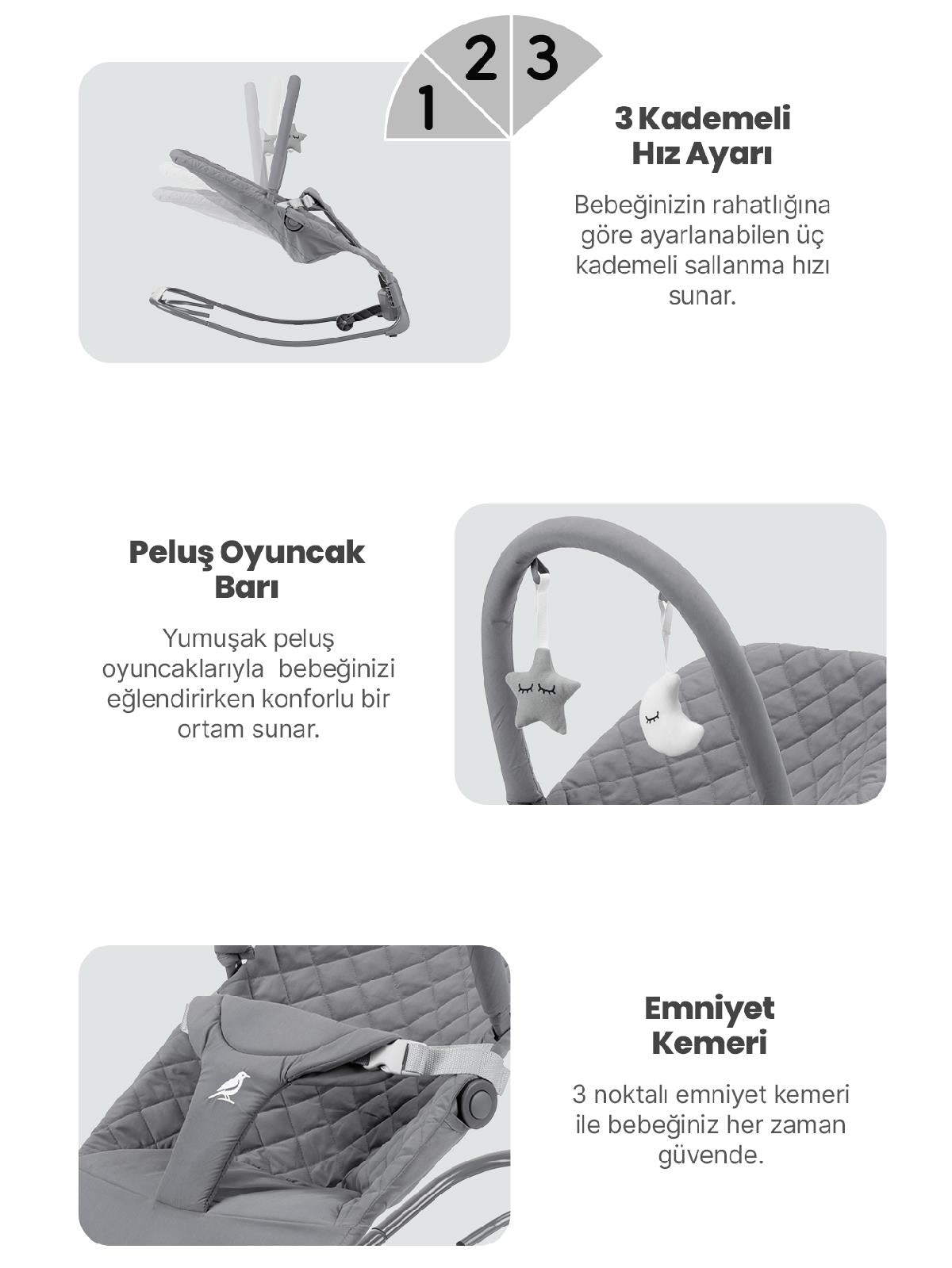 Kanz Robin Elektrikli Ana Kucağı - Gri