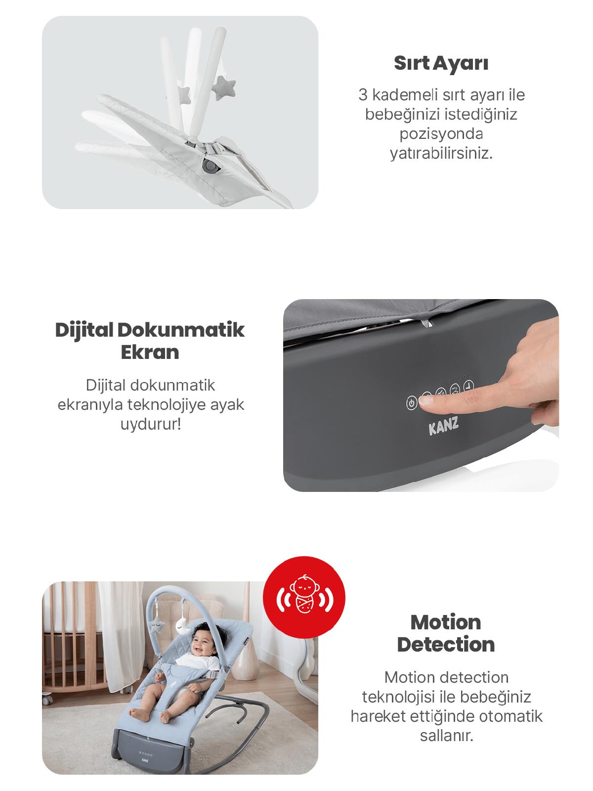 Kanz Robin Elektrikli Ana Kucağı - Gri
