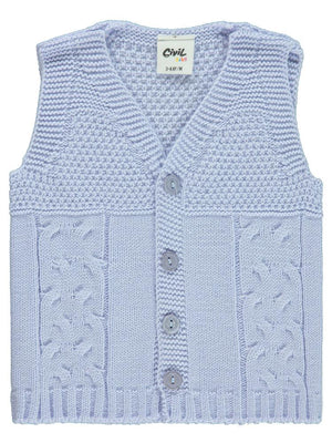 Civil Baby Triko Saç Örgü 3-18 Ay Yelek - Mavi