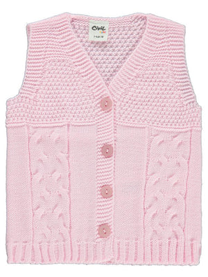 Civil Baby Triko Saç Örgü 3-18 Ay Yelek - Pembe