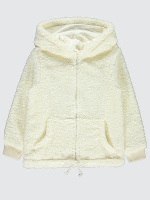 Civil Girls Kanguru Cepli 6-9 Yaş Hırka - Ekru