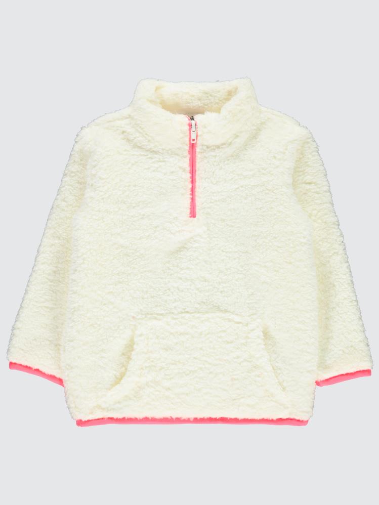 Civil Girls Yaka Fermuar Detaylı 2-5 Yaş Sweatshirt - Ekru
