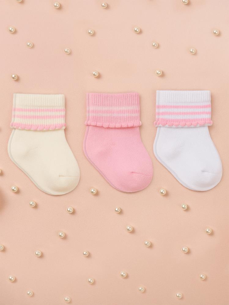 Civil Baby Kız Bebek 3'lü Çorap Set 0-6 Ay