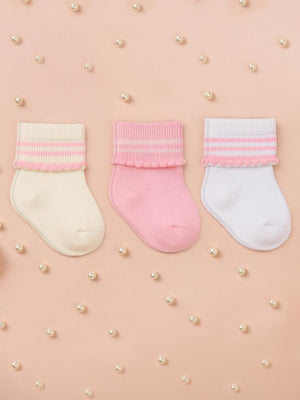 Civil Baby Kız Bebek 3'lü Çorap Set 0-6 Ay