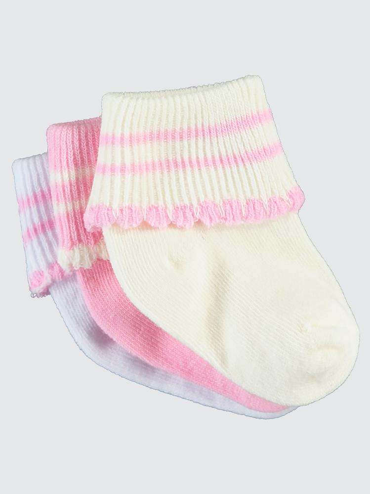 Civil Baby Kız Bebek 3'lü Çorap Set 0-6 Ay