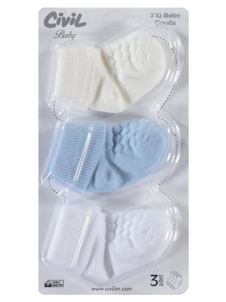 Civil Baby Erkek Bebek 3'lü Çorap Set 0-6 Ay