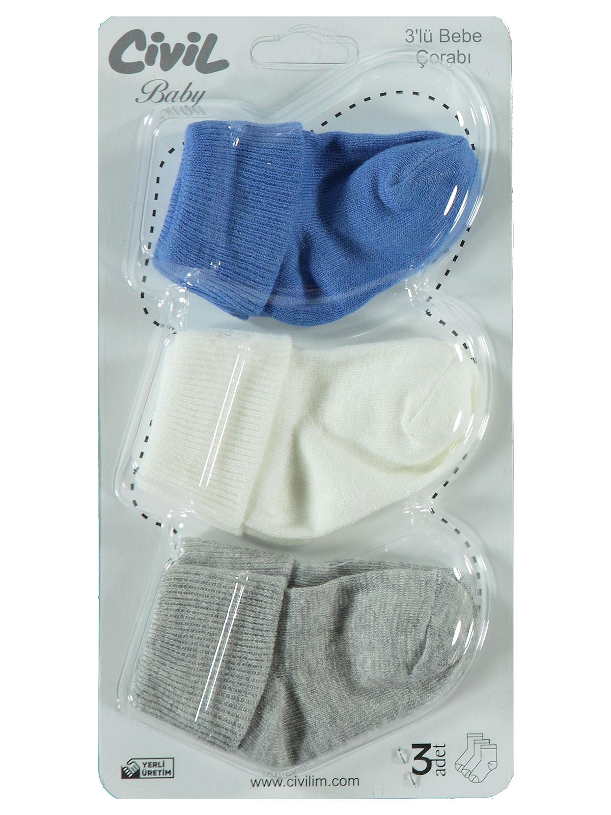 Civil Baby Erkek Bebek 3'lü Çorap Set 0-6 Ay