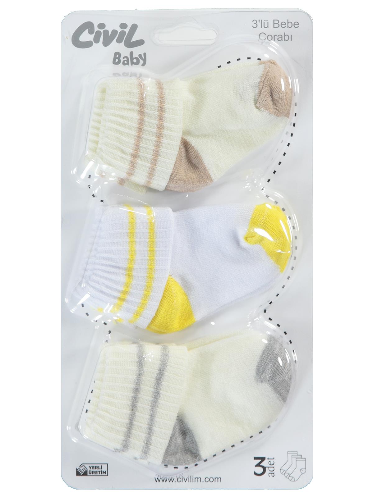 Civil Baby Erkek Bebek 3'lü Çorap Set 0-6 Ay
