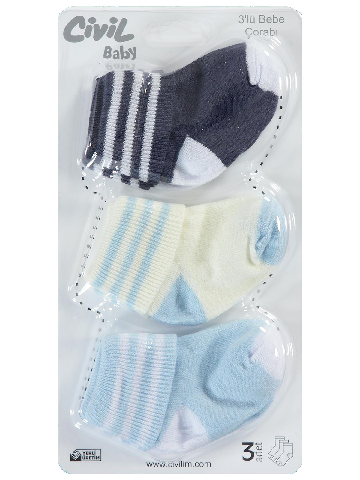 Civil Baby Erkek Bebek 3'lü Çorap Set 0-6 Ay