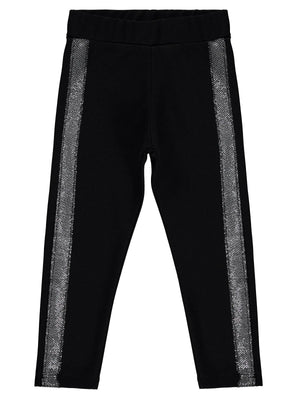 Civil Girls Simli Şeritli 2-5 Yaş Tayt - Siyah