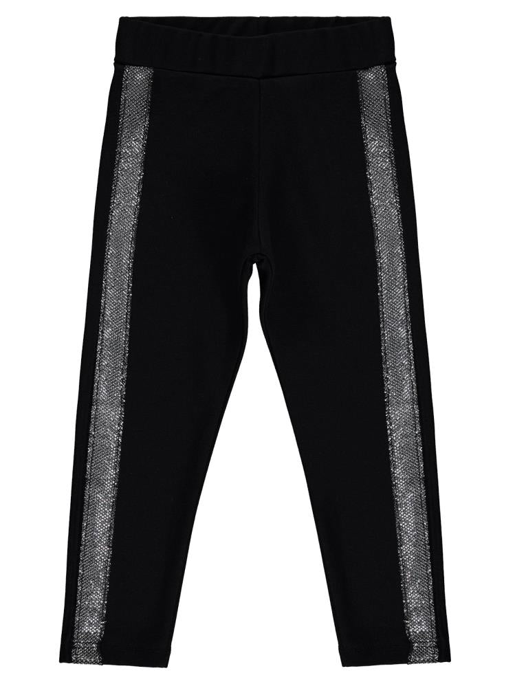 Civil Girls Simli Şeritli 2-5 Yaş Tayt - Siyah