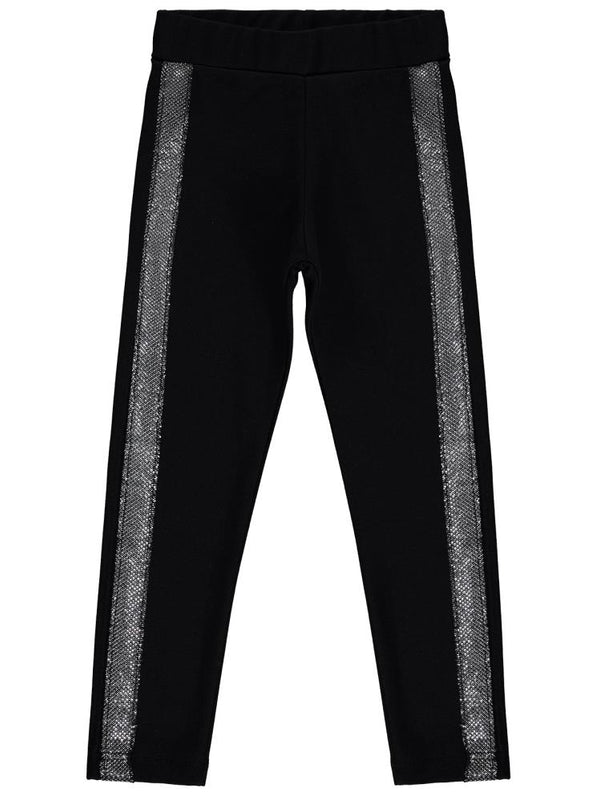 Civil Girls Simli Şeritli 6-9 Yaş Tayt - Siyah