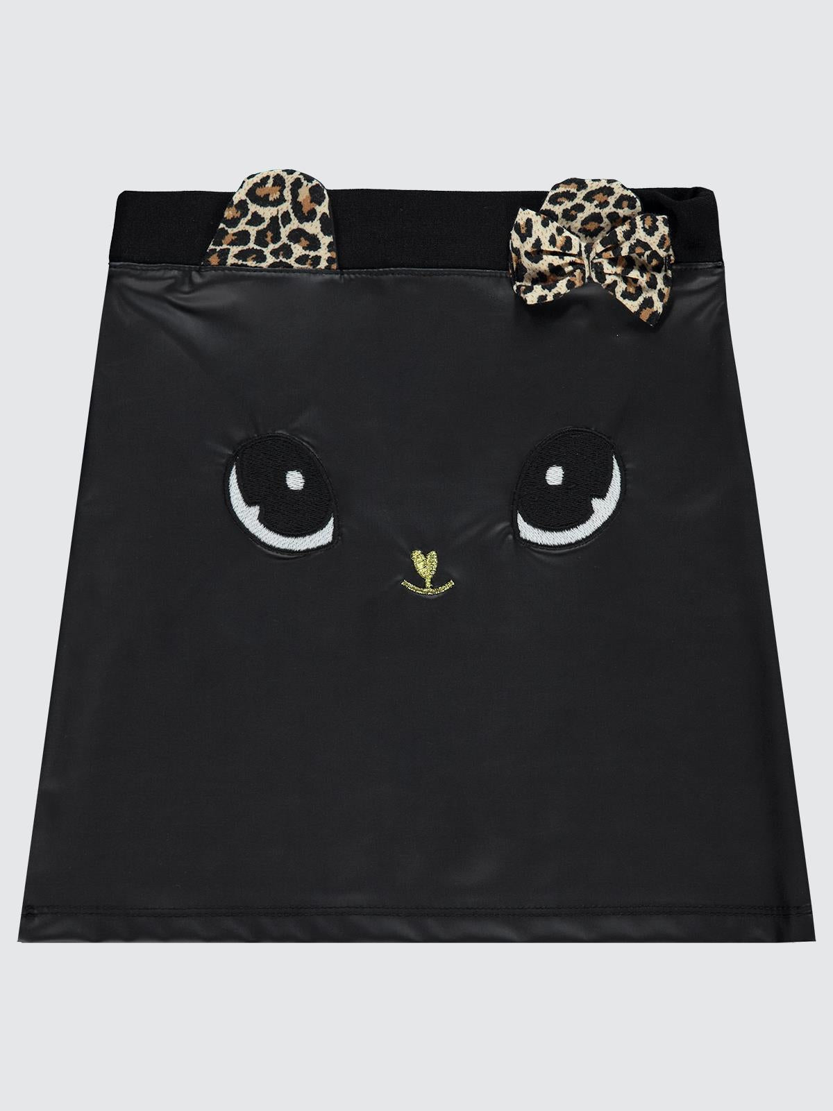 Civil Girls Kedi Nakışlı 6-9 Yaş Etek - Siyah