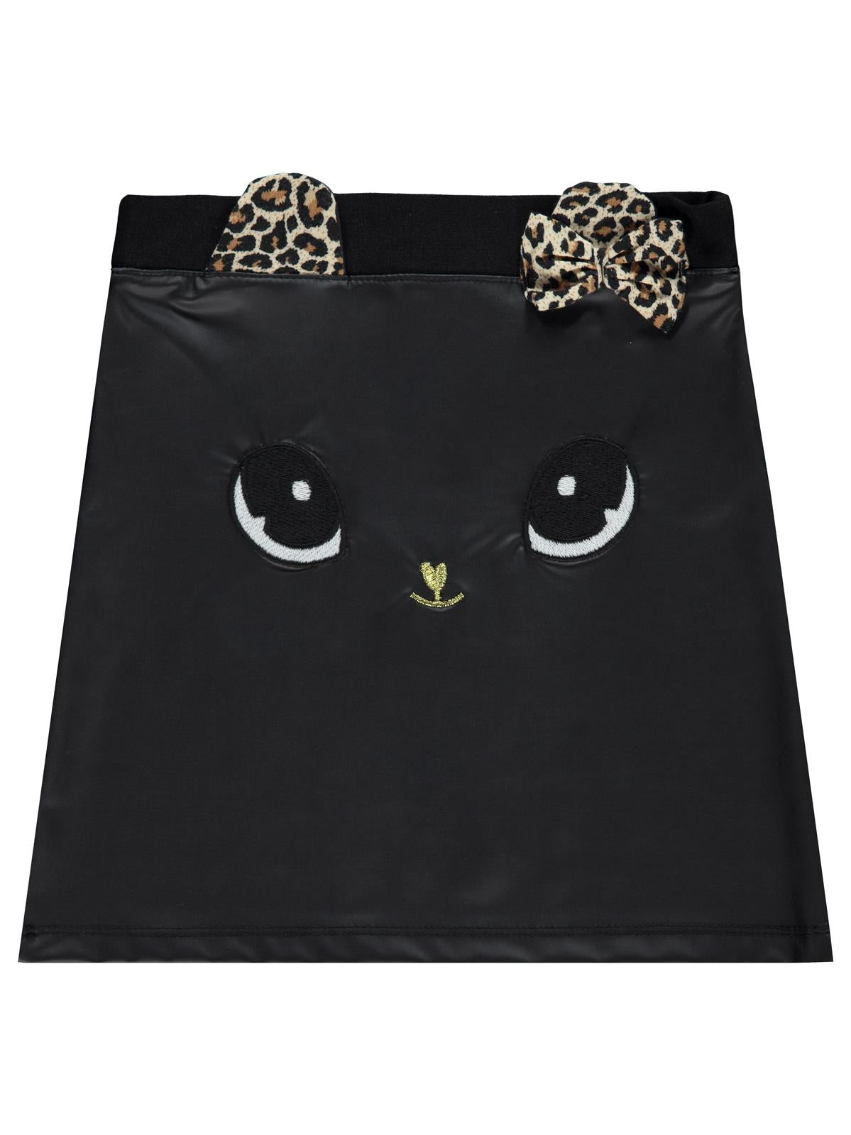 Civil Girls Kedi Nakışlı 6-9 Yaş Etek - Siyah