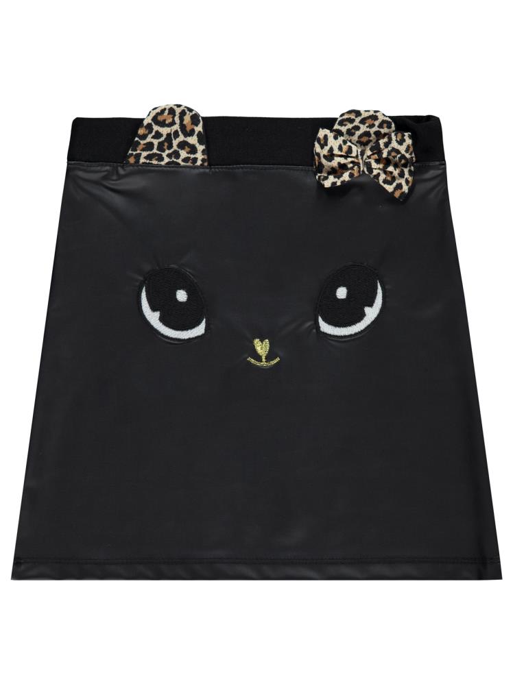 Civil Girls Kedi Nakışlı 6-9 Yaş Etek - Siyah