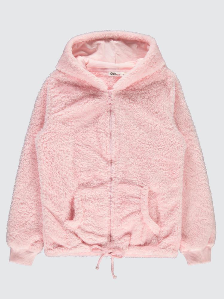 Civil Girls Kanguru Cepli 10-13 Yaş Hırka - Pudra