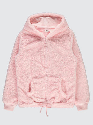 Civil Girls Kanguru Cepli 10-13 Yaş Hırka - Pudra