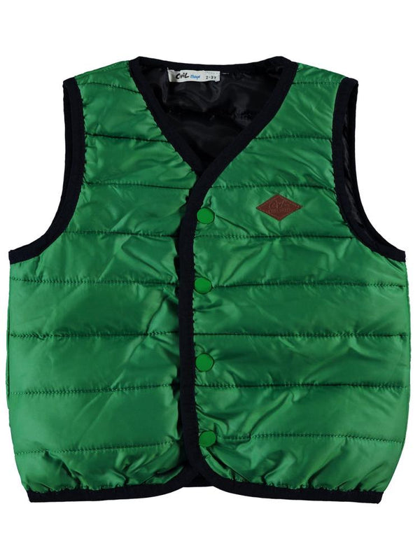 Civil Boys Çıt Çıtlı Ray Desen Kapitone 2-5 Yaş Yelek - Yeşil