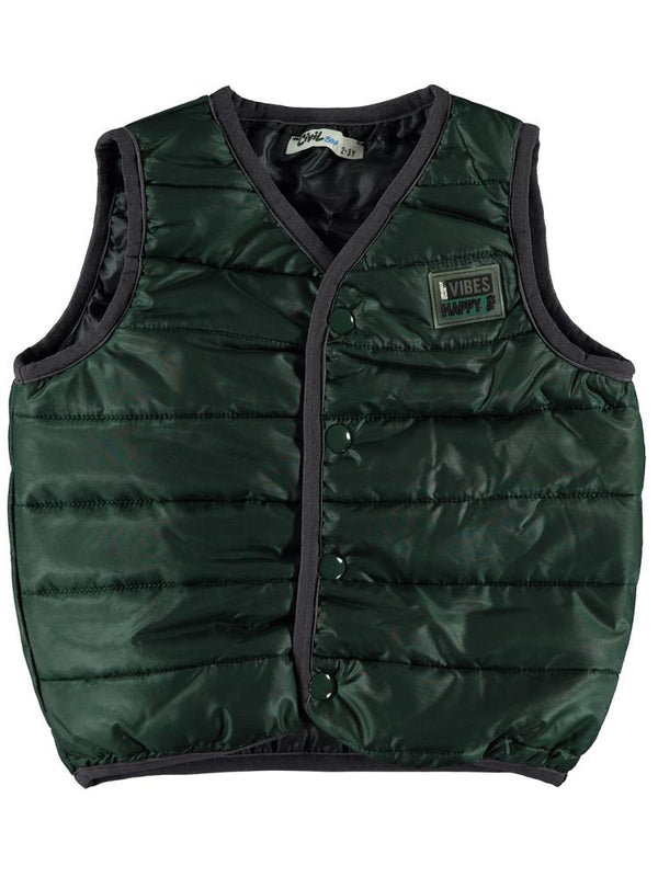 Civil Boys Çıt Çıtlı Ray Desen Kapitone 2-5 Yaş Yelek - Yeşil