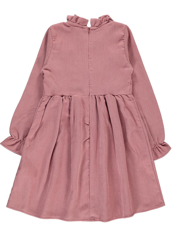 43216943 Civil Girls Yaka Fırfırlı 6-9 Yaş Elbise - Pudra