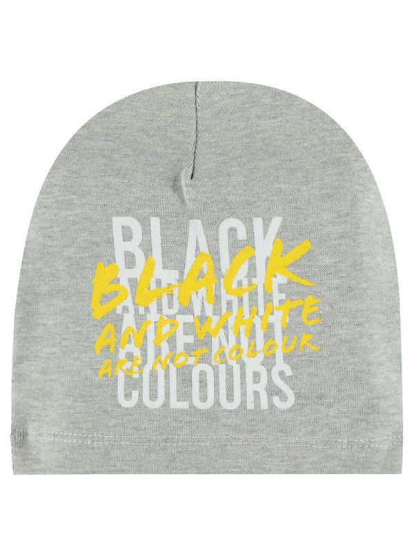 Civil Black And White Yazı Desenli 2-5 Yaş Çocuk Erkek Bere - Gri