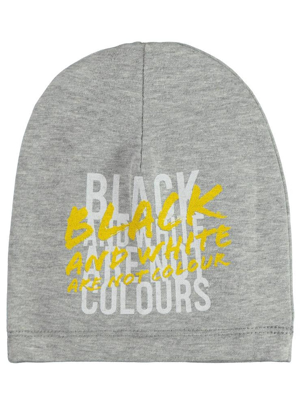 Civil Black And White Yazı Desenli 2-5 Yaş Çocuk Erkek Bere - Gri