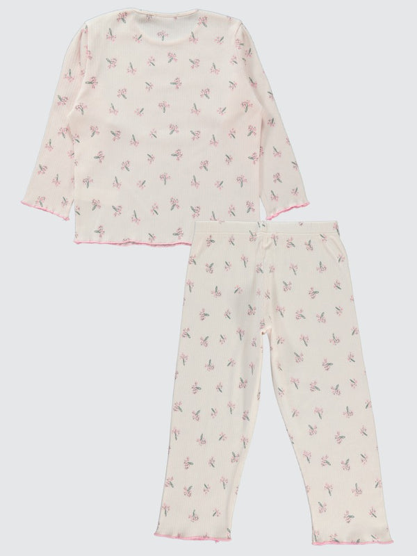 Civil Girls Çiçek Empirme 6-9 Yaş Pijama Takımı - Pembe