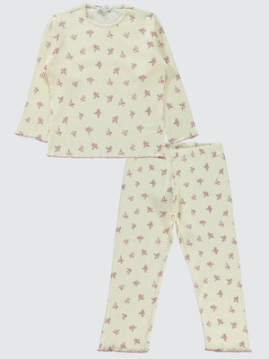 Civil Girls Çiçek Empirme 10-13 Yaş Pijama Takımı - Pudra