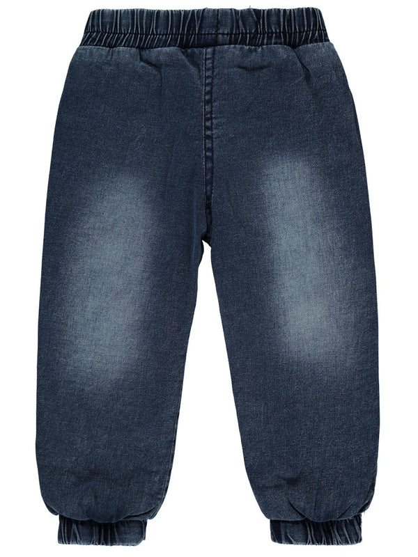 Civil Girls Cep Ağzı Çiçek Nakışlı Velsoftlu 2-5 Yaş Pantolon - Mavi