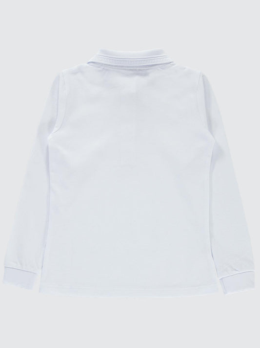 Civil Erkek Çocuk Basic Polo Pike Sweat | Polo Pike Uzun Kol | Okul Kreş ve Günlük Kullanım - Beyaz