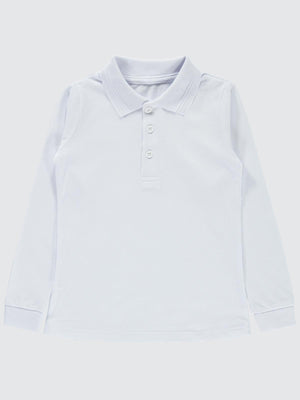 Civil Erkek Çocuk Basic Polo Pike Sweat | Polo Pike Uzun Kol | Okul Kreş ve Günlük Kullanım - Beyaz