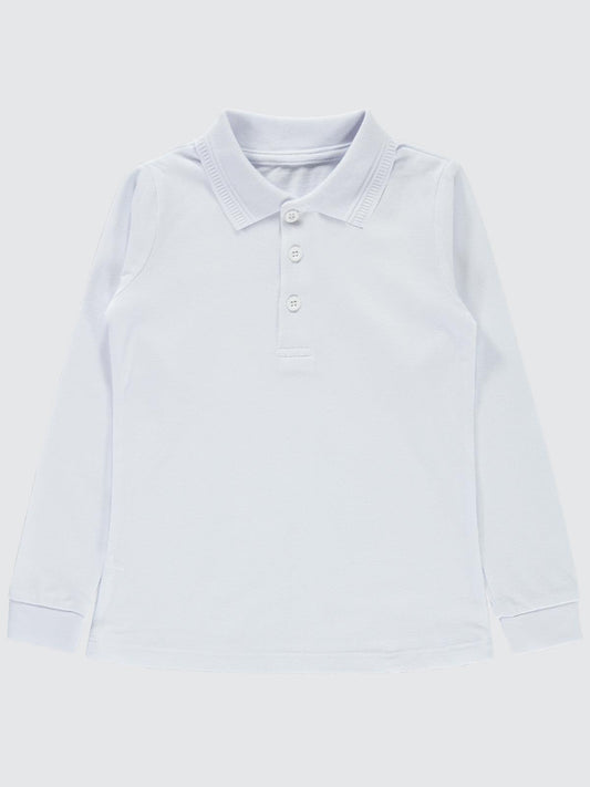 Civil Erkek Çocuk Basic Polo Pike Sweat | Polo Pike Uzun Kol | Okul Kreş ve Günlük Kullanım - Beyaz