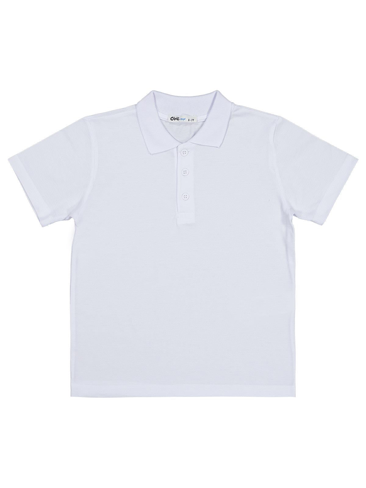Civil Erkek Çocuk Basic Polo Pike Tshirt | Polo Pike Kısa Kol | Okul Kreş ve Günlük Kullanım - Beyaz