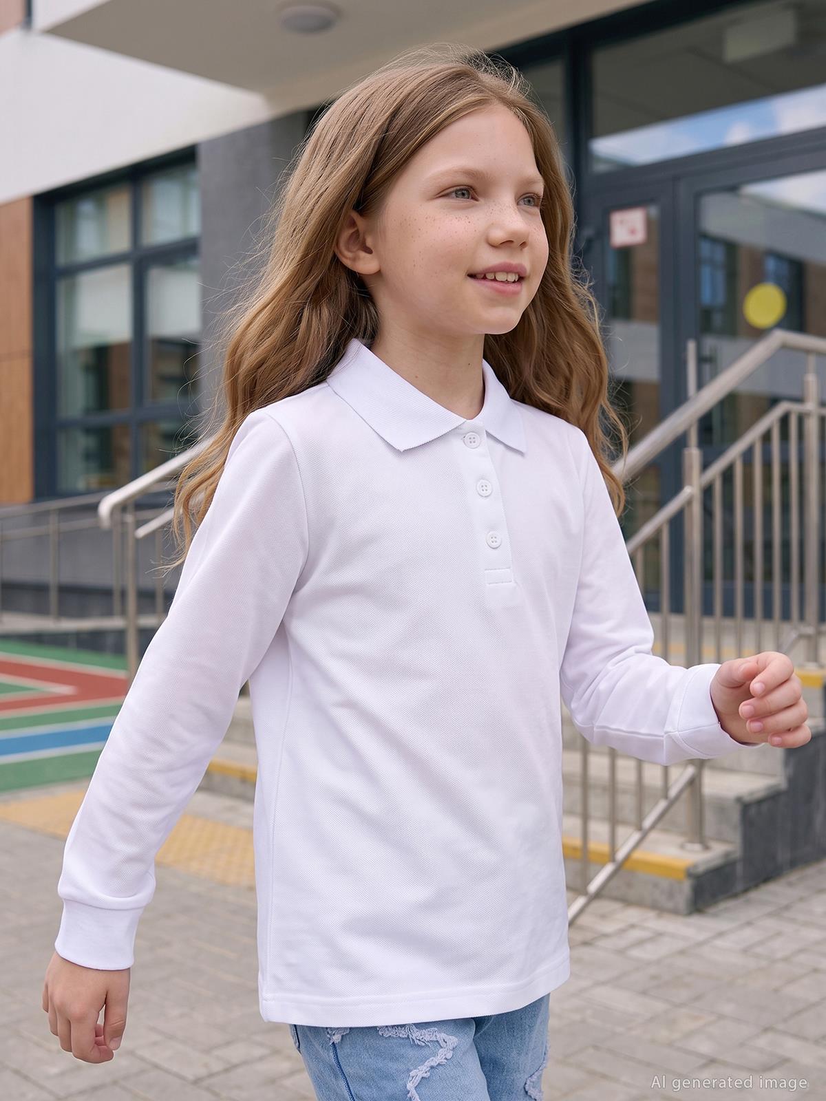 Civil Girls Kız Çocuk Basic Polo Pike Badi | Polo Pike Uzun Kol Gömlek Yaka - Polo | Okul Kreş ve Günlük Kullanım - Beyaz