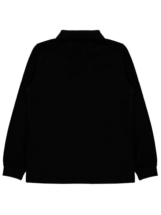 Civil Erkek Çocuk Basic Polo Pike Sweat | Polo Pike Uzun Kol | Okul Kreş ve Günlük Kullanım - Siyah