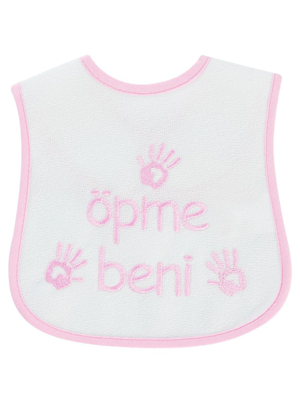 Civil Baby Öpme Beni Nakışlı Mama Önlüğü - Pembe