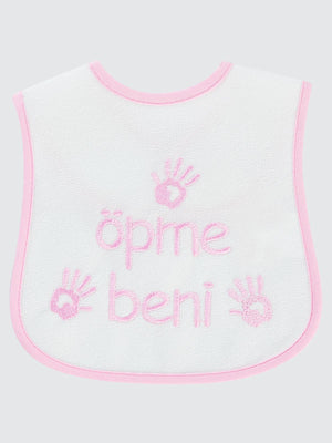 Civil Baby Öpme Beni Nakışlı Mama Önlüğü - Pembe
