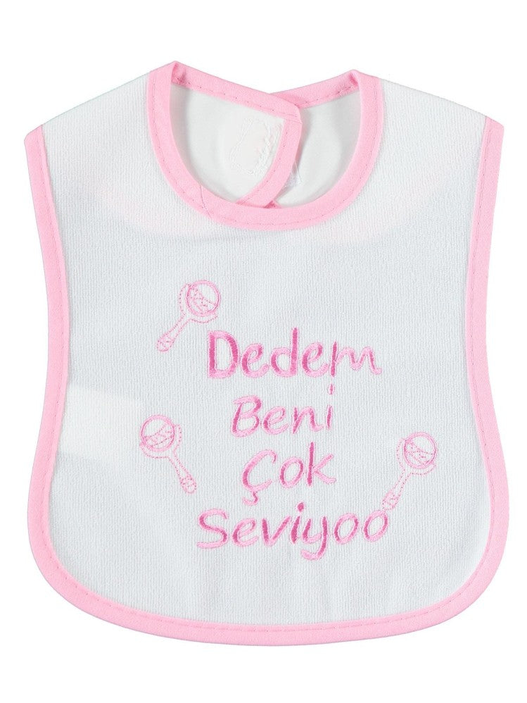 Civil Baby Dedem Beni Çok Seviyor Nakışlı Mama Önlüğü - Pembe