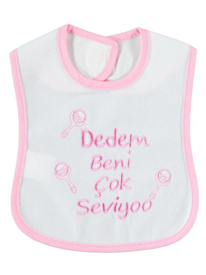 Civil Baby Dedem Beni Çok Seviyor Nakışlı Mama Önlüğü - Pembe