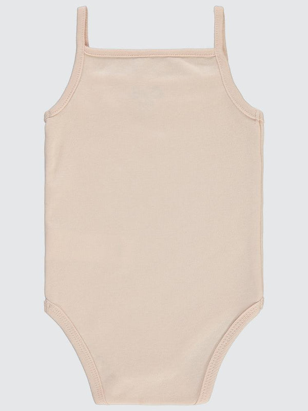 Civil Baby Penye İp Askılı Dantelli 3-9 Ay Kız Çıtçıtlı Badi - Pudra