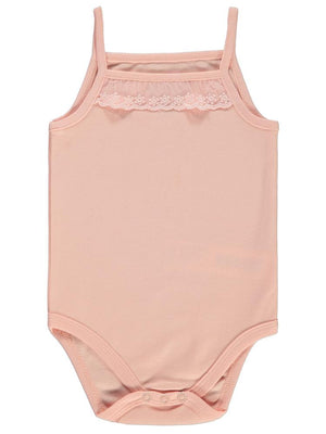 Civil Baby İp Askılı Dantelli 12-18 Ay Kız Çıtçıtlı Badi - Pudra