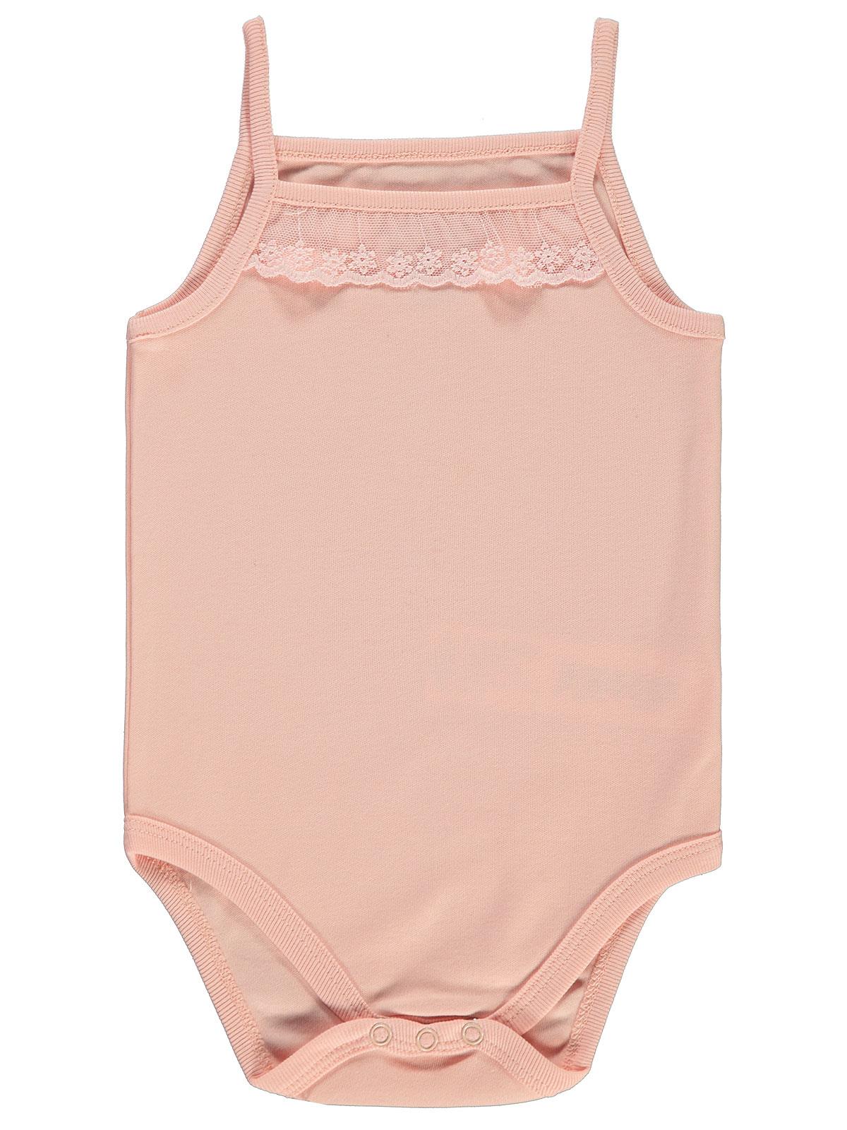 Civil Baby Penye İp Askılı Dantelli 2-3 Yaş Kız Çıtçıtlı Badi - Pudra