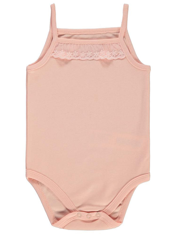 Civil Baby Penye İp Askılı Dantelli 2-3 Yaş Kız Çıtçıtlı Badi - Pudra
