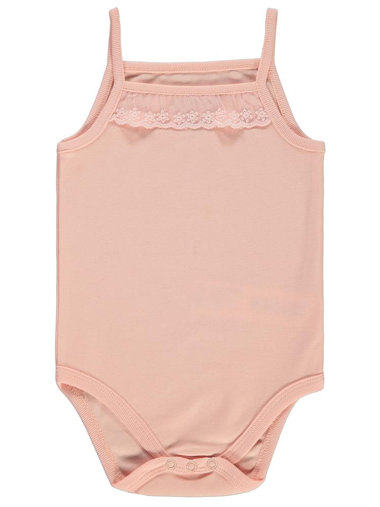 Civil Baby Penye İp Askılı Dantelli 2-3 Yaş Kız Çıtçıtlı Badi - Pudra