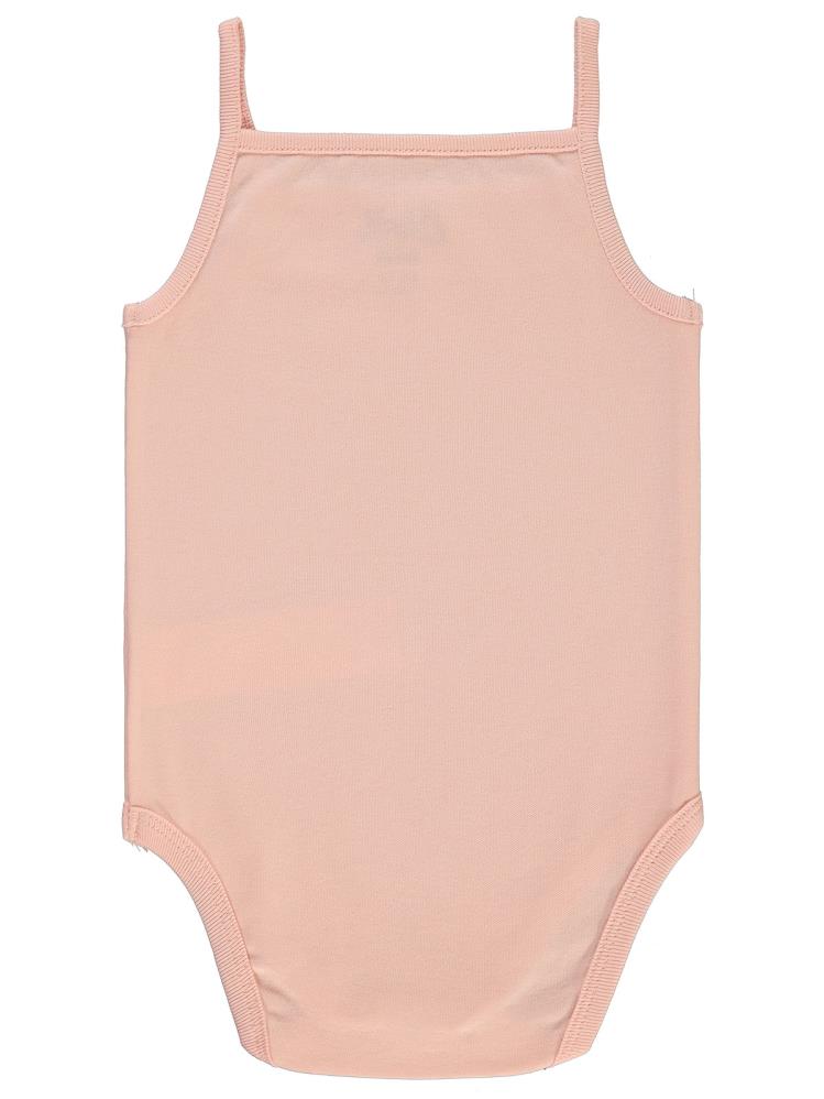 Civil Baby Penye İp Askılı Dantelli 3-9 Ay Kız Çıtçıtlı Badi - Pudra