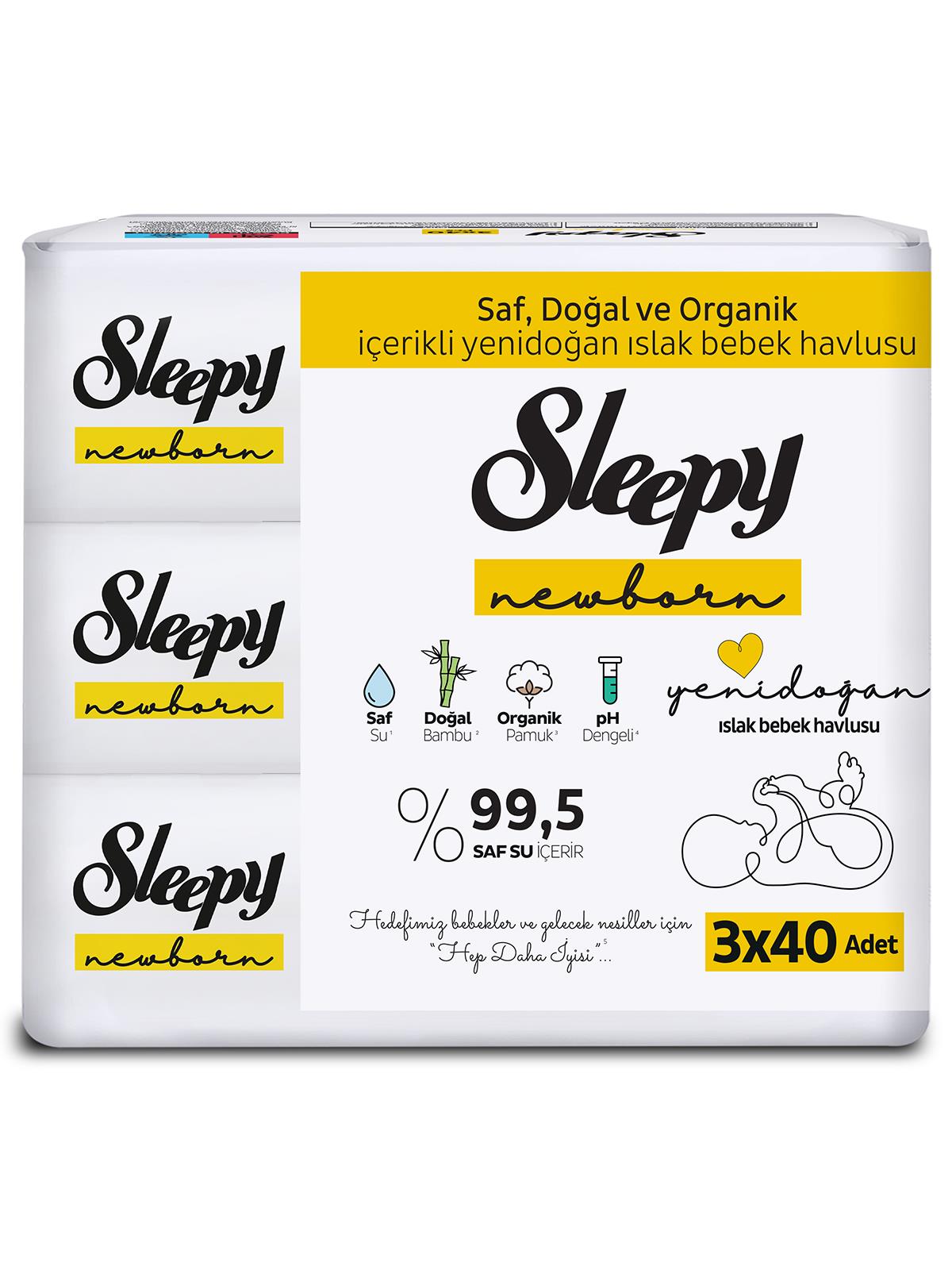 Sleepy Yenidoğan Islak Bebek Havlusu 3X40 Yaprak